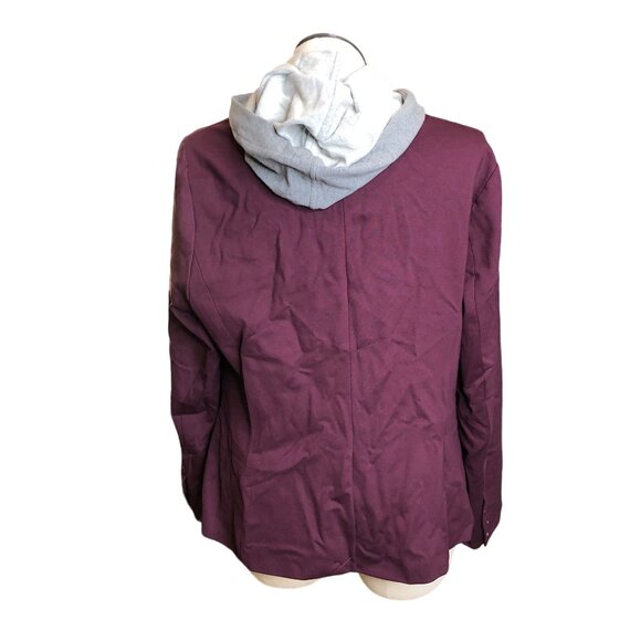 Torid Jacket Layered Hoody Burgundy Gray Stretch Womens 2 Zippered Pockets Darts - Picture 3 of 16